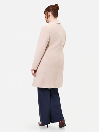 Curvy Beige Taupe Single-Breasted Coat