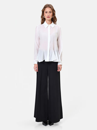 Camicia in viscosa bianco panna con fondo a baschina
