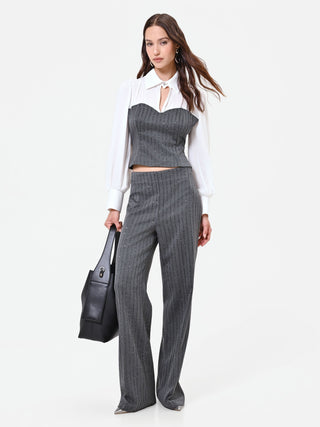 Graue Nadelstreifenhose mit Pailletten
