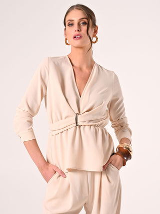 Textured Beige Blouse