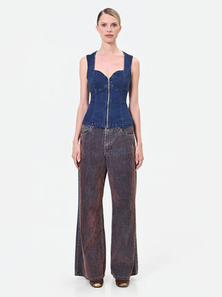Bustier-Weste aus indigoblauem Denim