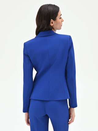 Giacca blu cina dalla linea sciancrata