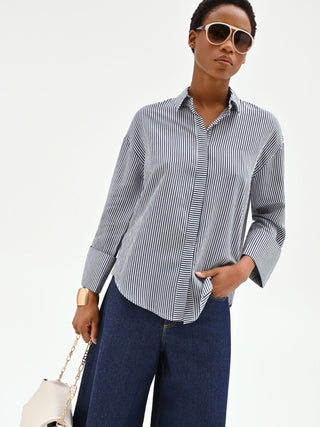 Locker geschnittene Viskosebluse mit Streifen