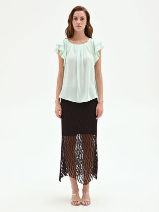 Mint Green Flutter-Sleeve Top