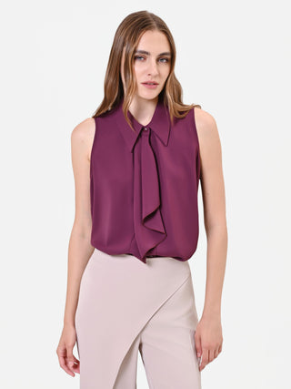Burgundy Vertical Ruffle Sleeveless Top