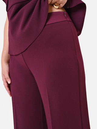 Pantalone Curvy bordeaux ampio con piega centrale