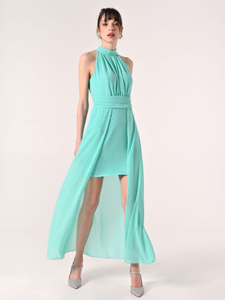 Abito High-Low Verde Acqua