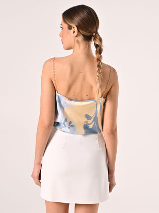Top aus Satin mit Schmuckträgern