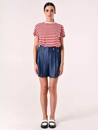 T-Shirt Mariniére a Righe Bianche e Rosse