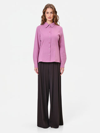 Camicia in cotone rosa antico con pinces