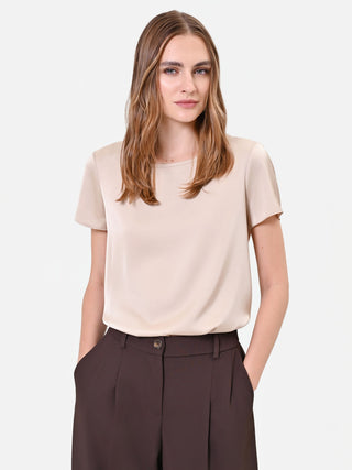 Taupe Beige Satin Blouse