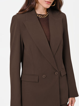 Brown unstructured double-breasted jacket