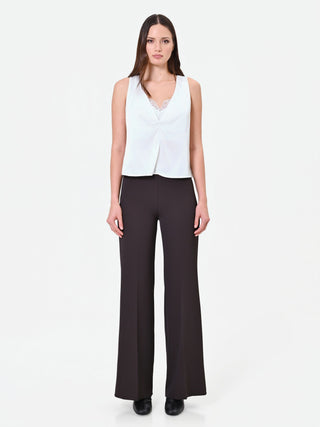 Cremefarbenes Satin-Top mit Spitze
