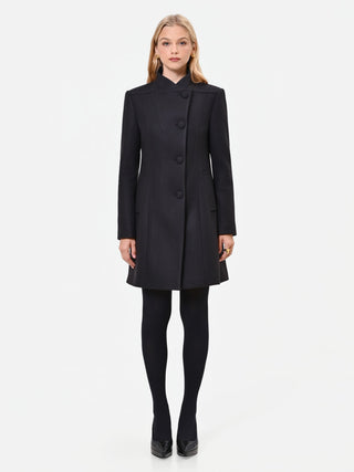 Black Velour Coat with Stand Collar