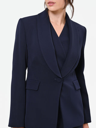 Einreihiger Studio-Blazer mit Nadelstreifen in Marineblau