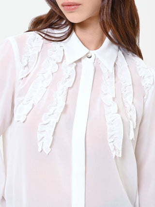 Cream Blouse with Vertical Ruffles