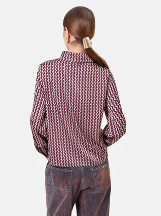 Camicia bordeaux con micro fantasia geometrica