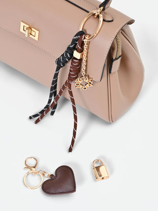 Borsa a mano tortora beige con foulard