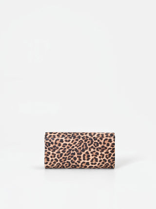 Schwarze Kuvert-Clutch mit Animal-Print und Golddetail