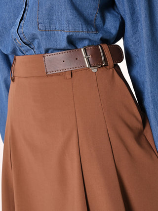 Brown Mini Skirt with Buckle