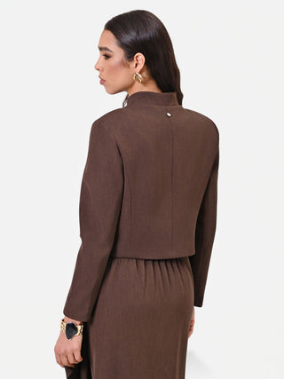 Giacca moro cropped con chiusura asimmetrica
