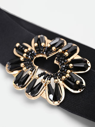 Ceinture large noire à boucle bijou