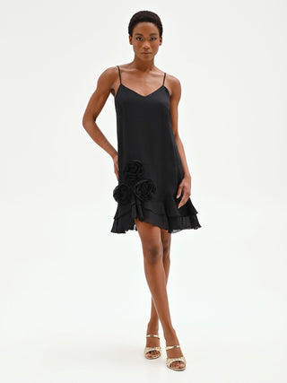 ruffles and roses mini dress black Rose Mini Corset Dress Red Roses | Strapless, Backless, Bodycon Bandage Dress for Evening, Cocktail & Party Looks