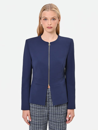 Marineblaue Jacke aus Scuba-Crêpe