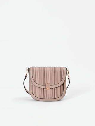 Taupe Beige Pleated Crossbody Bag
