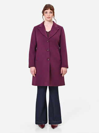 Manteau Curvy à simple boutonnage rouge bordeaux en velours