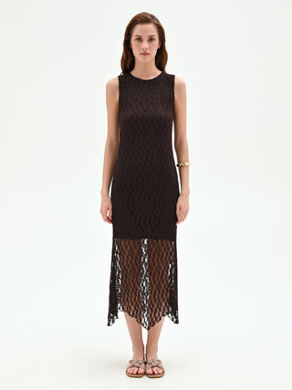Chocolate Stretch Lace Sheath Dress