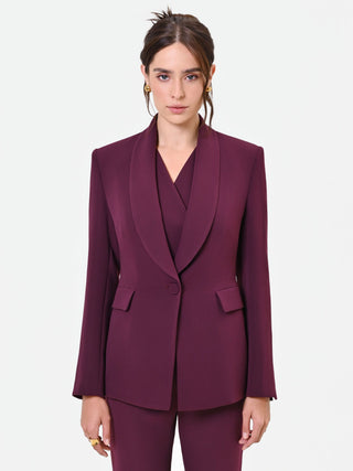 Einreihiger Studio-Blazer aus bordeauxrotem Crêpe