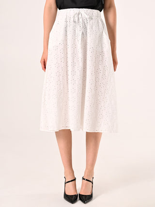 White Sangallo Midi Skirt
