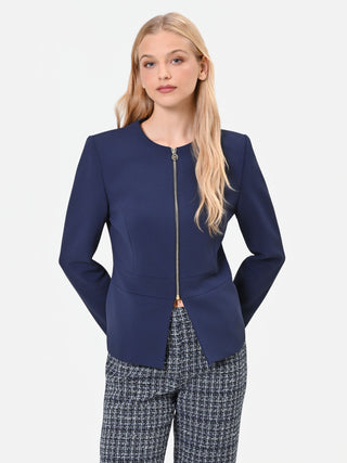 Marineblaue Jacke aus Scuba-Crêpe