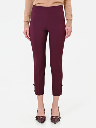 Burgundy Cropped Trousers with Buttoned Hems
