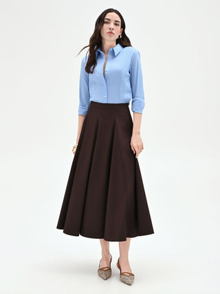 Chocolate Poplin Full Skirt