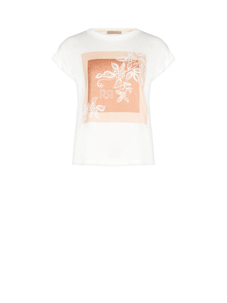 Cotton T-shirt with Rhinestone & Rose Print