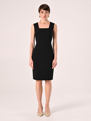 Sheath Dress in Black Technical Fabric