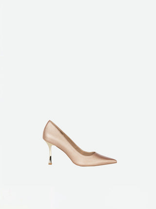 Décolleté Glitter con Tacco in Metallo Gold