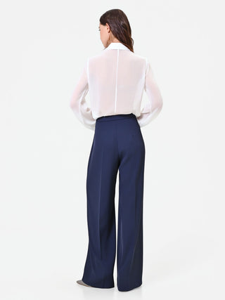 Fluid Navy Palazzo Trousers