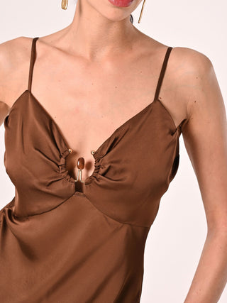 Top in Raso Marrone