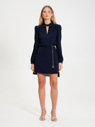 Dress with Collar and Chain Belt