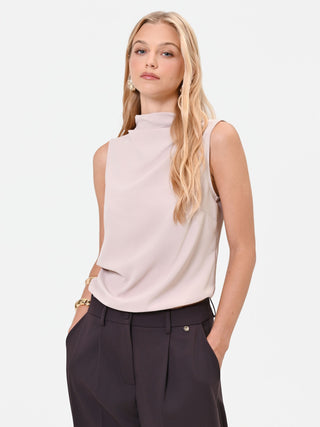 Taupe Beige Asymmetric Draped Top