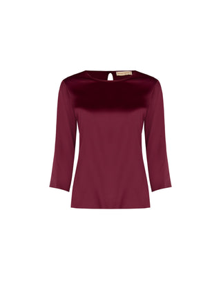 Blusa in raso bordeaux rosso