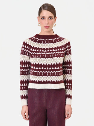 Jersey burdeos jacquard con motivos geométricos
