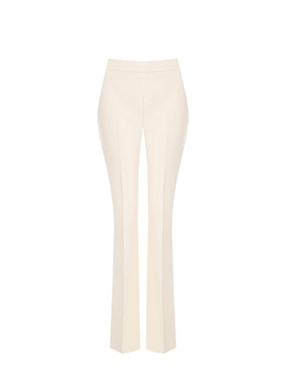 Flared Trousers in Light Beige Technical Fabric