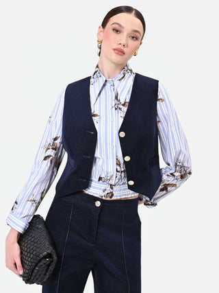 Gilet blu navy sagomato in velluto