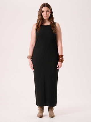 Abito Curvy in Cotone a Costine Nero