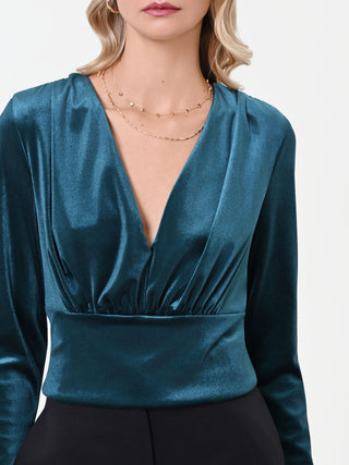 Petrol Green Wrap Blouse