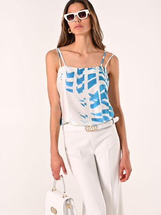 Turquoise-print Top